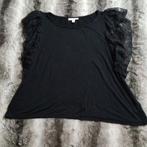 Black Top With Lace Sleeves